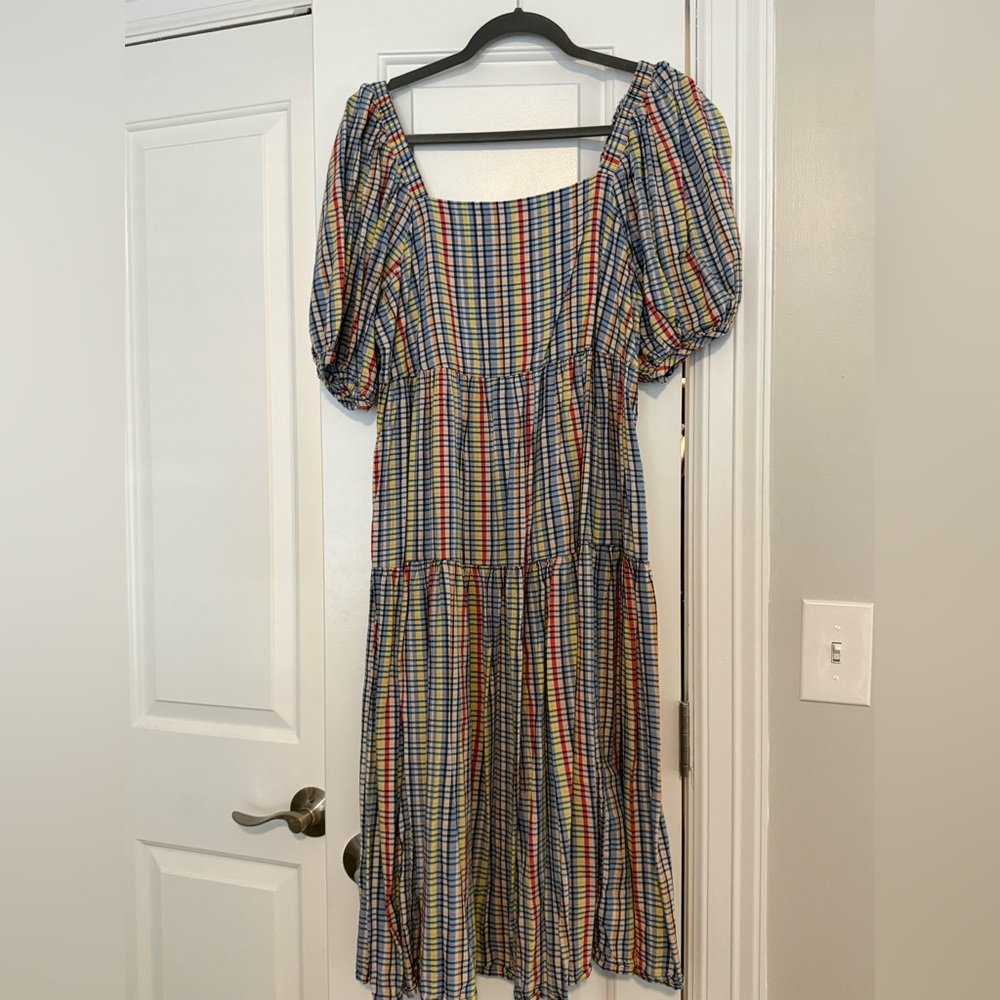 Old Navy Multicolor Plaid Midi Dress
